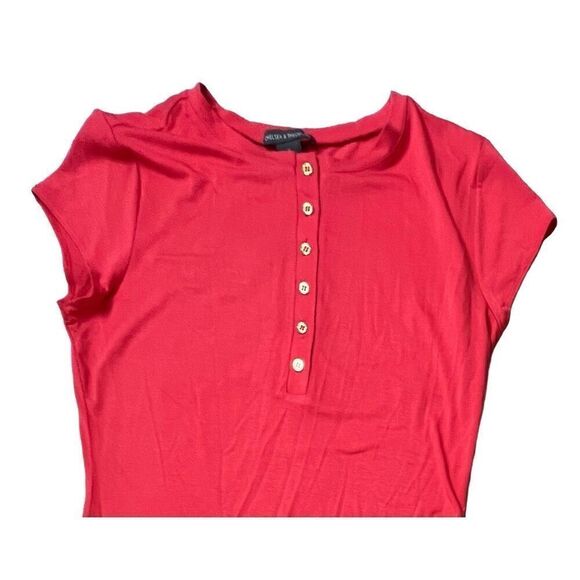 Chelsea & Theodore Simply Red Drop Waist Jersey Knit Dress Medium NWT $98 - Picture 2 of 11